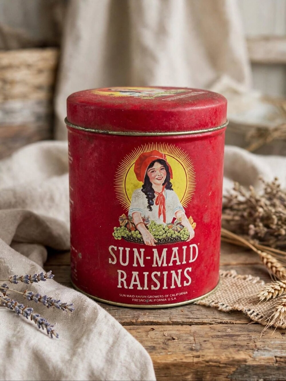 Vintage 1992 Sun-Maid Raisins Advertising Tin Bristolware